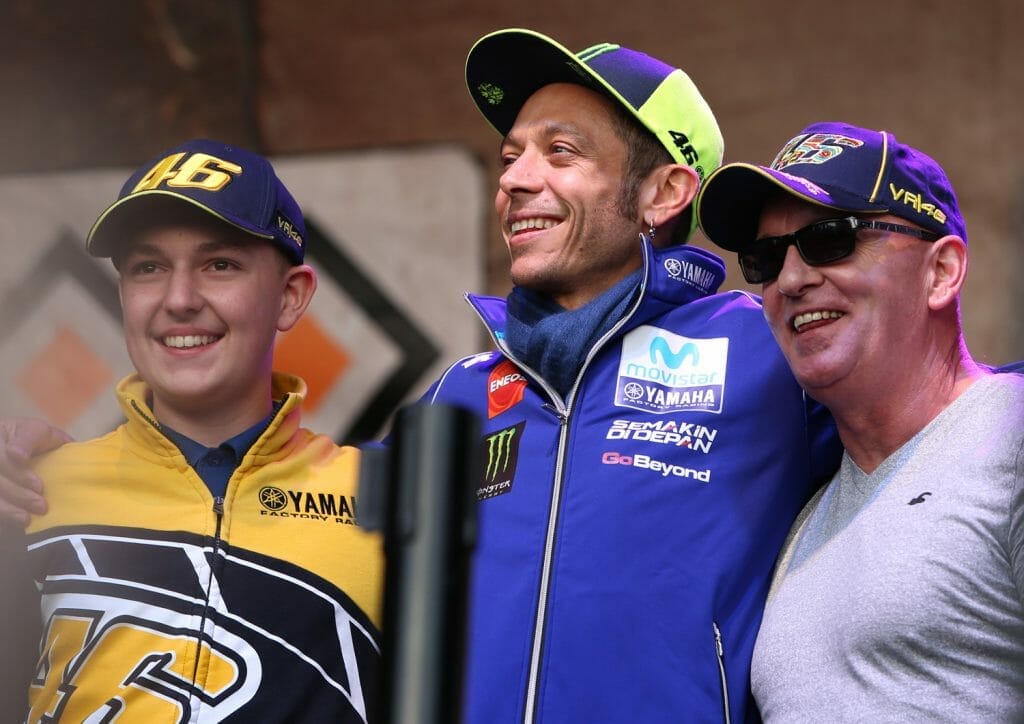 Valentino Rossi on stage with auction winners, Day of Champions 2018