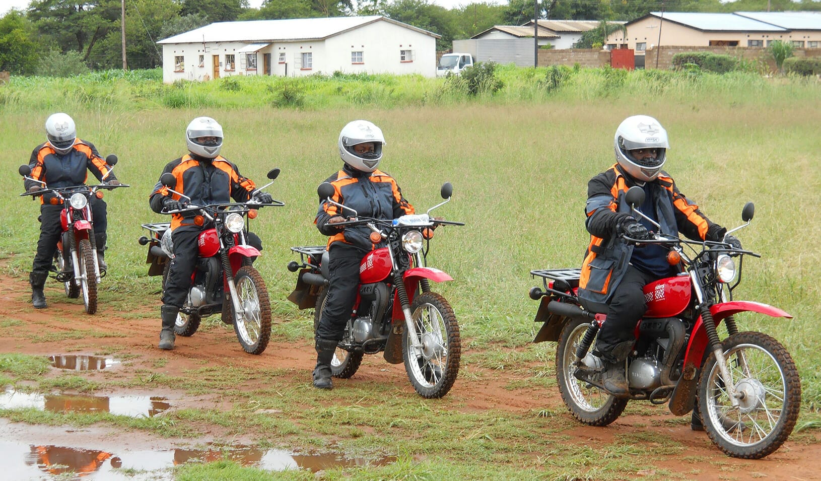 Health workers being trained to ride motorcycles, Lesotho.