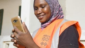 Health Worker using mobile handset, The Gambia