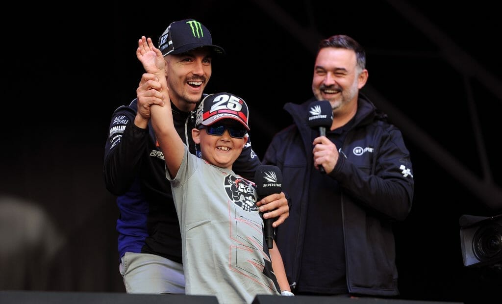 Vinales and a young fan on the stage