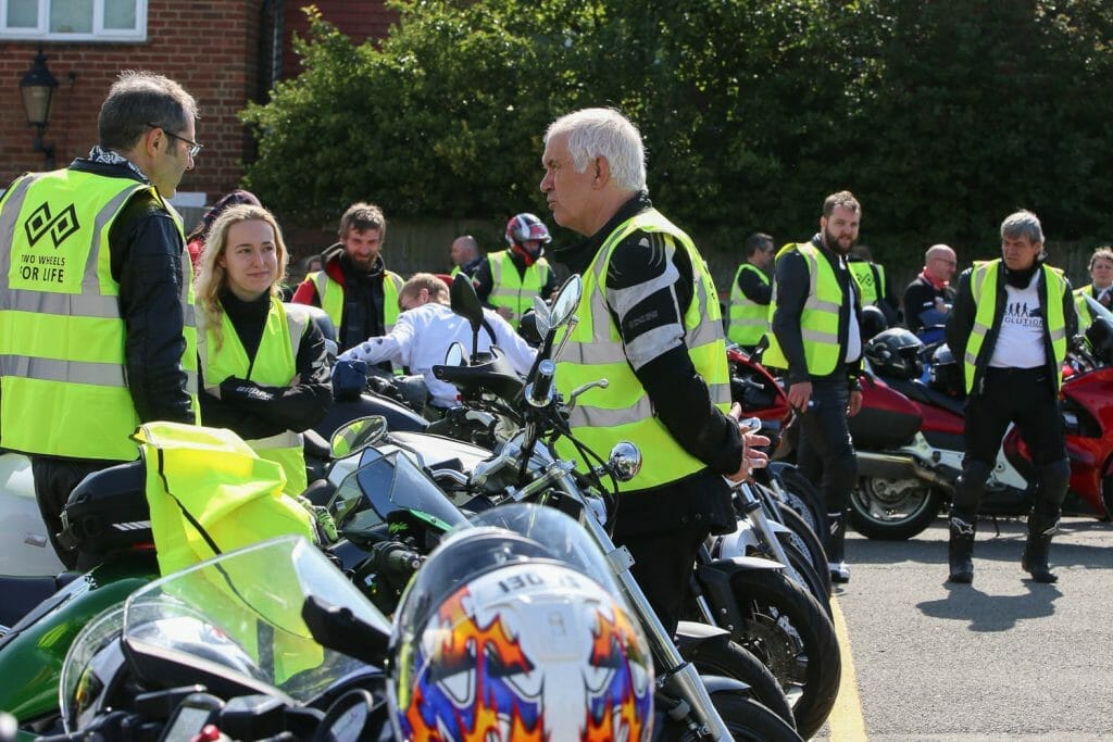 Meeting up to register at the Day of Champions ride-in