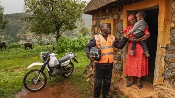 Lesotho, healthworker, mother, child, motorcycle